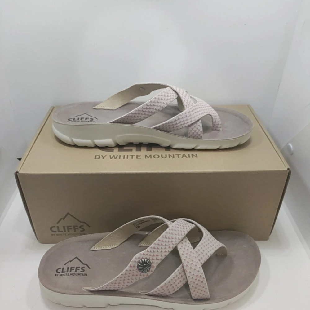 Cliffs by White Mountain Pink Cross-Strap Slide Sandals